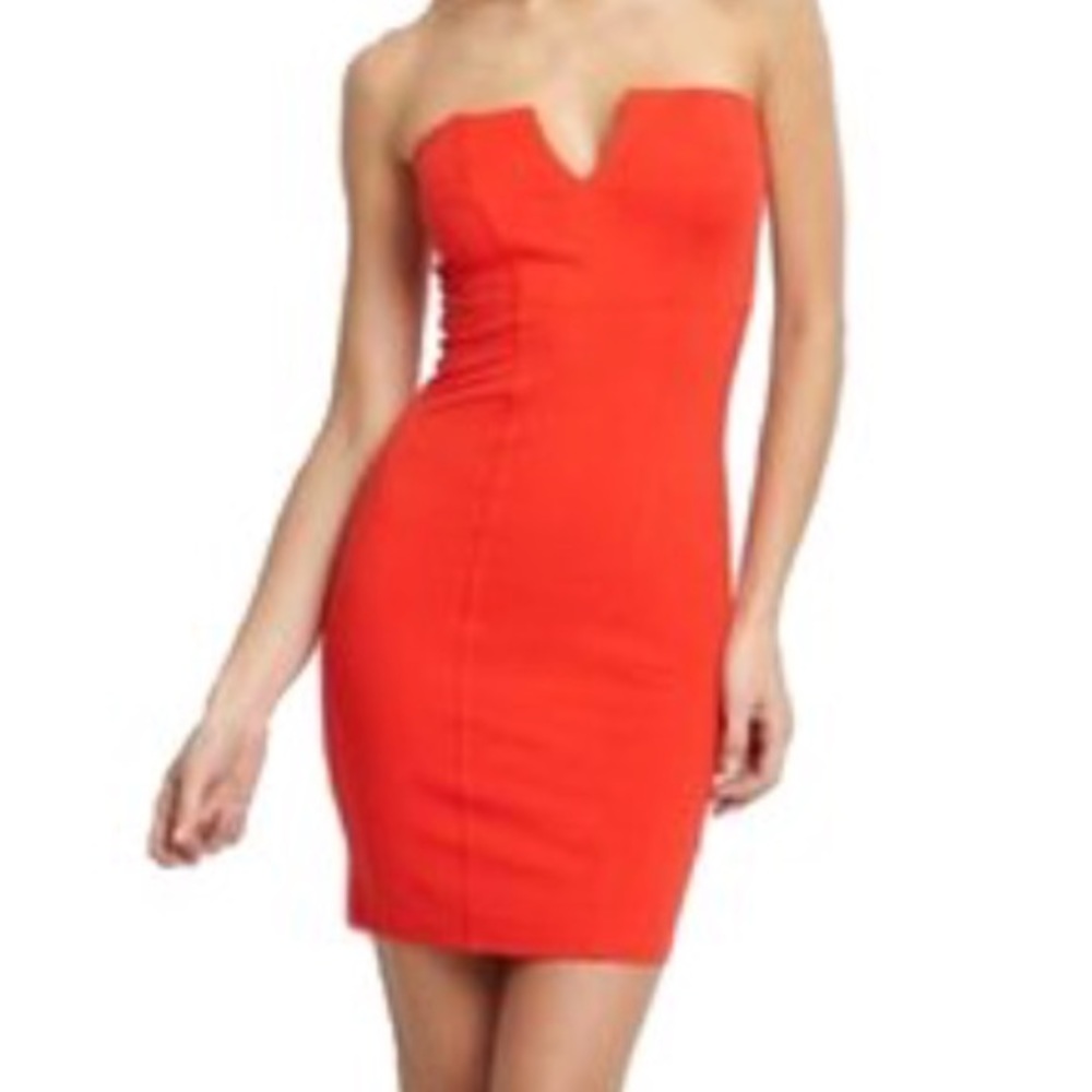 Red David Lerner strapless mini dress new with tag